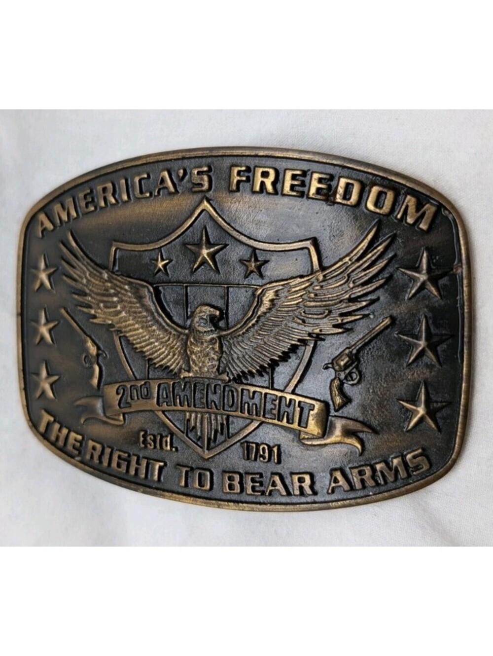 Montana Silversmiths Mens Second Amendment Belt Buckle Heritage Attitude Eagle